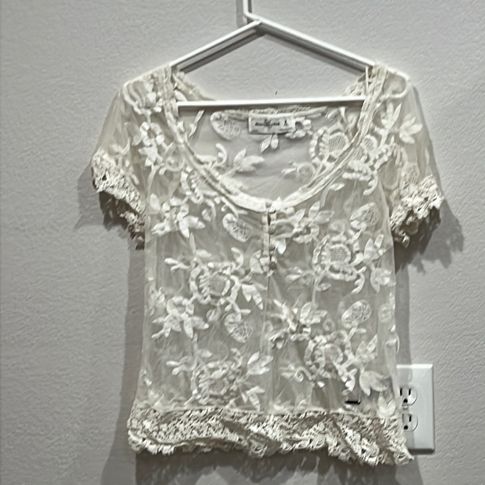 Abercrombie & Fitch Fairy Mesh Lace Layer Top/Blouse size M